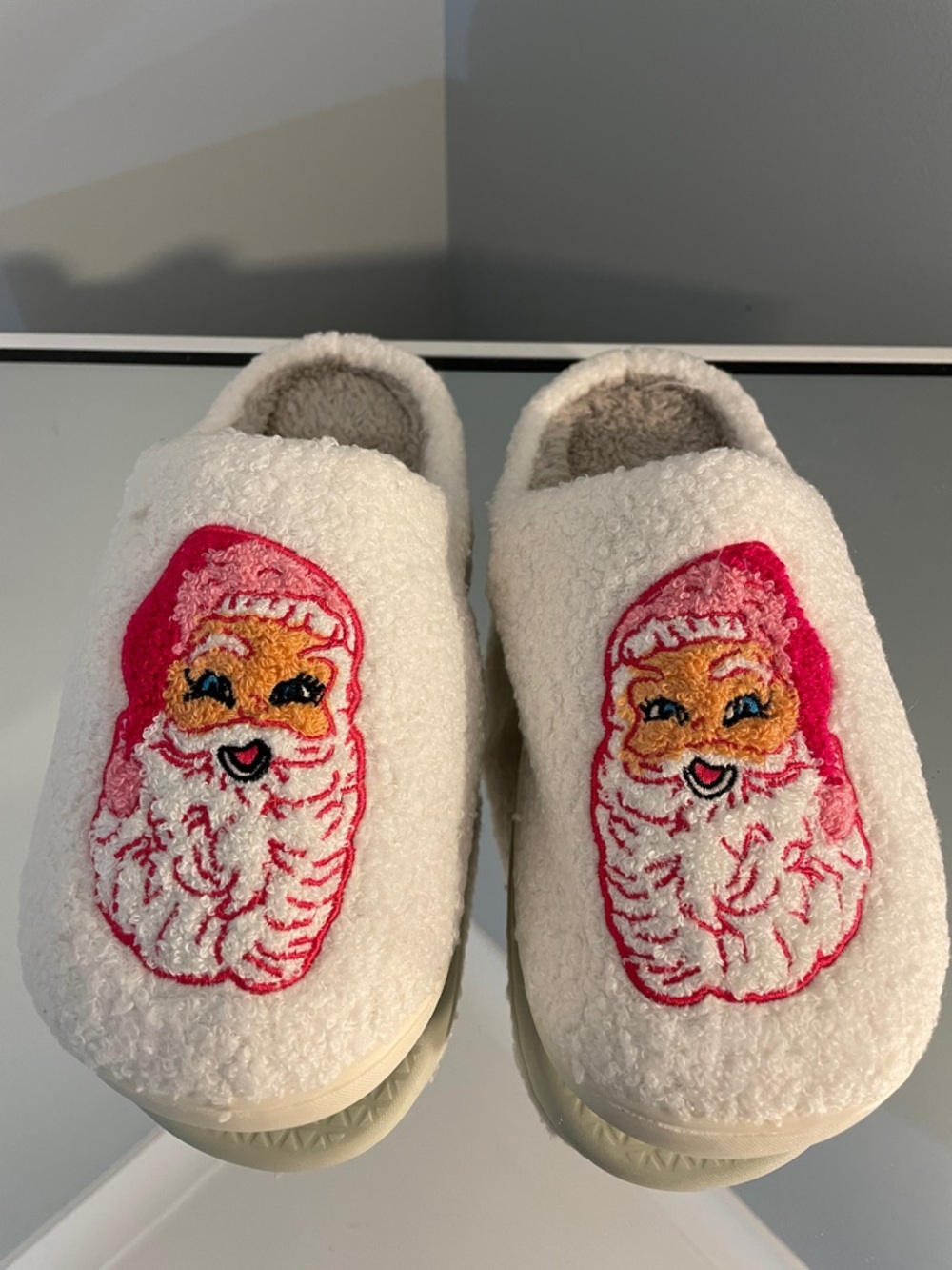 Christmas slippers Women Men Indoor Warm Plush Holiday Santa Fur Outdoor Shoes